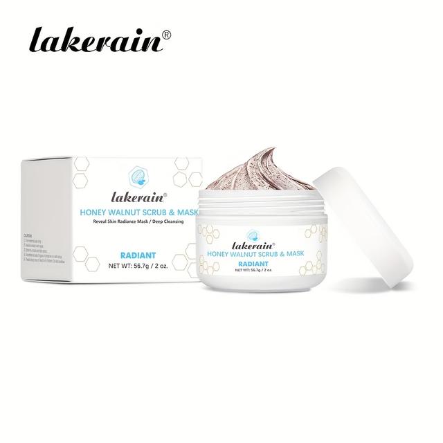TEMU Lakerain Honey Walnut Scrub & Mask, Boost Radiance, Deep Cleansing, Lotion Texture With Walnut Shell Frosted Particles, Physical Exfoliation