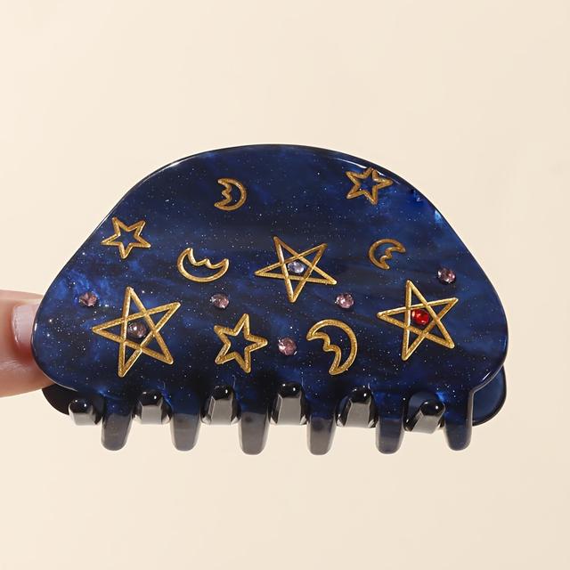 TEMU مشبك شعر أكريليك أنيق قديم مع نجمات وقمارات من الراينستون، ملحقات شعر دائرية كبيرة نصف دائرية للحفلات والرقص اليومية - مناسب للأعمار 14+، هدية لعيد، رمضان