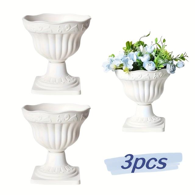 TEMU Set Of 3 Stylish Plastic Vases With Removable Bases - Perfect For Fresh Or Dried Flowers, Great For Indoor/outdoor Decoration, Wedding Displays, And Contemporary