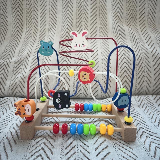 TEMU New Cupid Three-line Animal Bead Toy For Preschool Education, Development Gift That Enhances Hand-eye Coordination, Perfect For Birthdays, Halloween, And Christmas