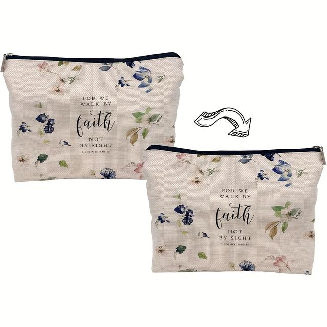 TEMU 1pc , 23x18x5cm/9x7x1.97inch, Zipper Closure, Foldable And Lightweight Christian Gift Makeup Travel Bag For Women And Girls