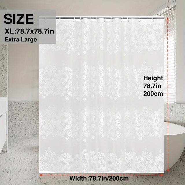 TEMU 1 Cortina de ducha floral transparente con ganchos, cortina de baño de plástico con ojales de metal, cortina de partición para baño, accesorios de baño, decoración de baño
