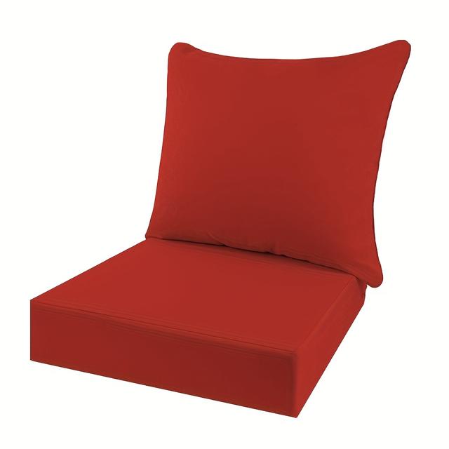 TEMU 2pcs - Outdoor Seat Cushion + Backrest, Sofa Cushion, High Density Foam Padding, Soft And Comfortable, Indoor And Outdoor Furniture Chair Cushions, Dining Chairs, Office Chairs, And Fade-proof