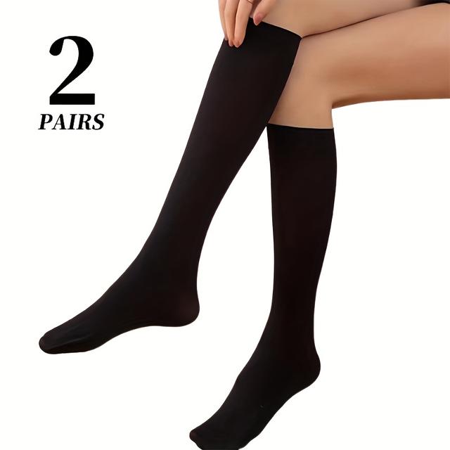 TEMU 2-par vår/ unisex bekväma och is-silkeslen fibertyg uppfriskande svartvita högstretch japansk-stil JK-strumpor vadstrumpor, för tonåringar