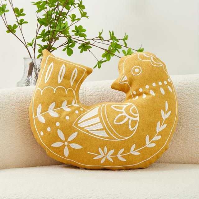 TEMU 1pc Small Bird Single-sided Embroidery Irregular Pillowcase, For Indoor Decoration, Pillowcase, Core Not Included