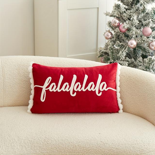 TEMU . Weihnachtsbrief Falalala Bestickter Kissenbezug, Geeignet für Innenraumdekoration, Weihnachtsdekoration Kissenbezug, Ohne Füllung