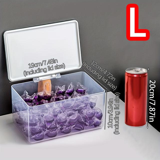 TEMU 1개 FARIDABIO 플립탑 뚜껑 & 손잡이 세탁 보관함 - 대용량 내구성 플라스틱 욕실 정리함 (세탁 비즈, 향기 볼, 건조지 수납 가능) - 휴대용 세탁실/욕실/침대 밑 공간 절약형 캐니스터