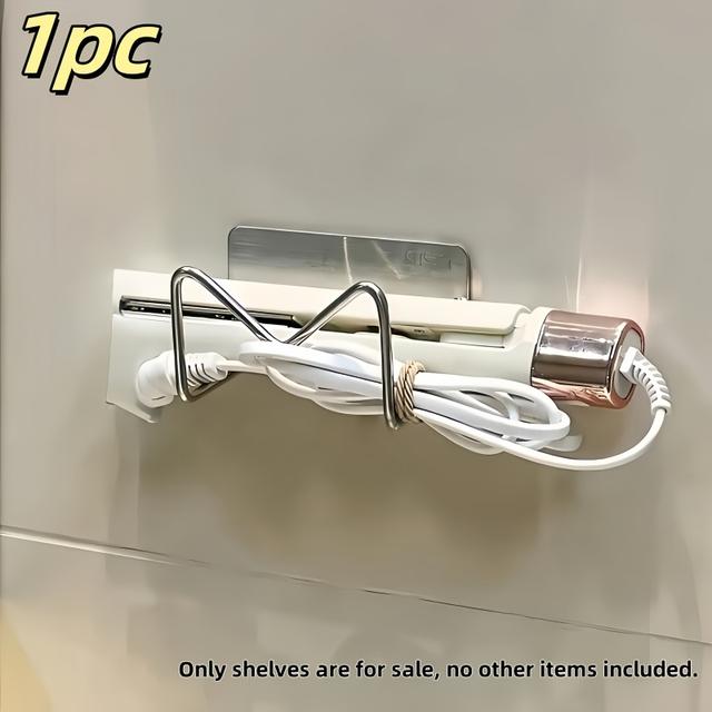 TEMU 벽걸이 헤어 스트레이트너 홀더, 컬링 아이언 스탠드, 스테인리스 스틸 욕실 화장대 무드릴 접착식 브러쉬 정리대 - 공간 절약형 다목적 뷰티 도구 & 안경 보관 선반, 디자인, 접착식 설치, 스타일링 액세서리 보관 선반, 컴팩트 선반, 디자인,고품질 선반,녹 방지 홀더,미용실 전문가