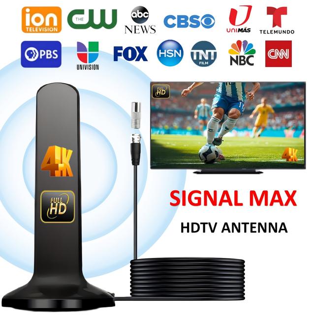 TEMU 380 - Antenna - Portable Hd 4k 1080p Reception, Increase Your Viewing Experience, With Adapters, Ideal For Urban/ Settings, No Battery