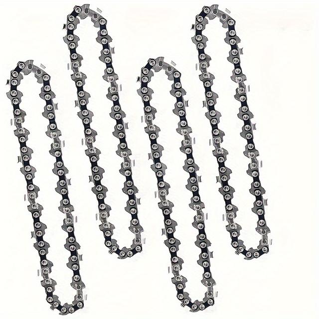 TEMU 4 Stück Mini-Kettensägenketten Ersatz, Ketten für Akku-Kettensägen, Langlebige Kohlenstoffstahl-Sägeketten für Baumschnitt Holzschneiden, 6 Zoll