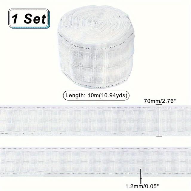 TEMU Polyester Curtain Tape For Home Decor, 10.94 Yards - Detachable Craft Tape, 2.76 Inch Wide - Suitable For Diy Projects