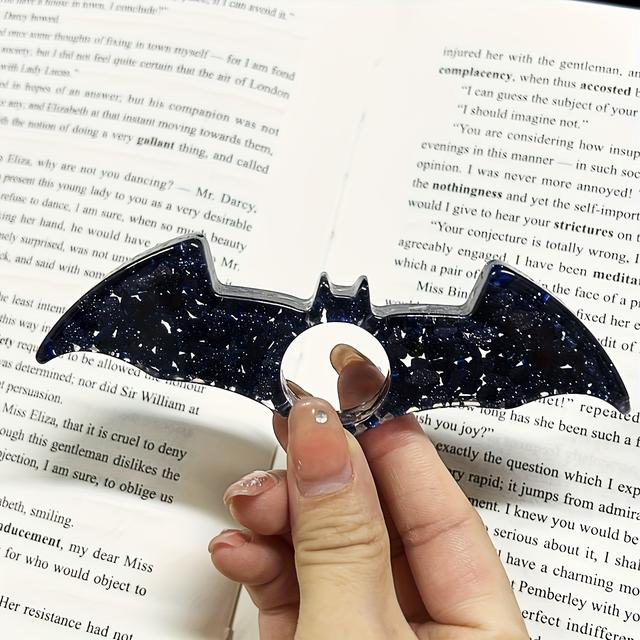 TEMU 1 Pack Fledermaus-förmiger ABS-Daumen-Buchseitenhalter zum Lesen, haltbares Harz-Lesezeichen, Geschenk für Leseliebhaber, Halloween-Buchzubehör, bequemer Seitenverteiler