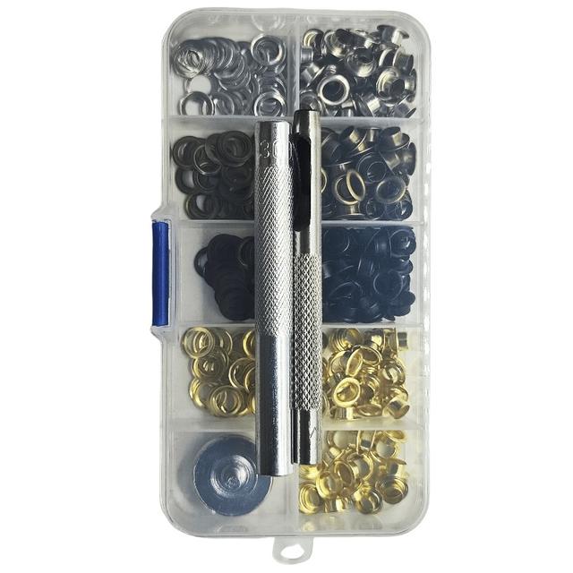 TEMU 200 Sets/400 Sets de Ojales Metálicos Huecos de 5 mm de Diámetro Interno, Juego de Bolsas de Ropa de Moda, Zapatos, Ojales para Ojos de Aire, Hebilla Herramientas de Instalación Incluidas