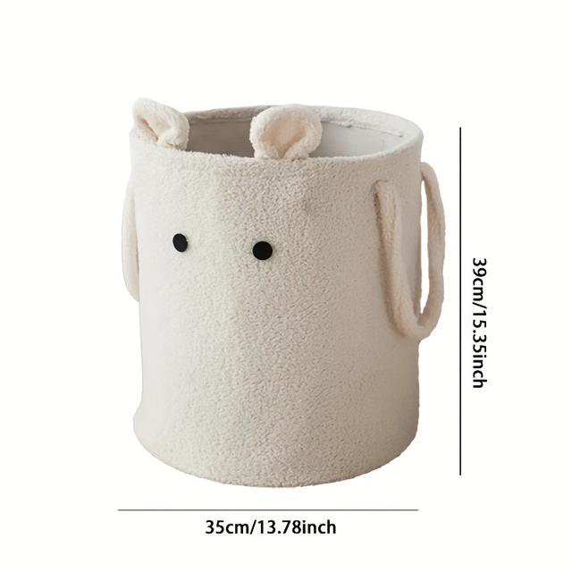 TEMU Modern Wool Laundry Basket With Cute Lamb Design, Large Capacity, Storage Bin, Handled Fabric Shelf For Home Organization, Shelf Baskets