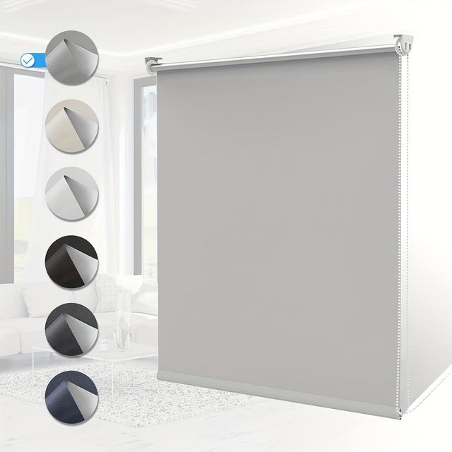 TEMU 1 Peça de Persiana Roller Blackout, Proteção Solar, Proteção de Privacidade, Instalação sem , Clip-On, Puxador Lateral, Largura = Largura do Tecido + 4cm