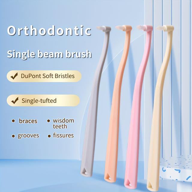 TEMU 4 db Kompakt Fogszabályozó Interproximális Kefe - Egyetlen Szál Puha Sörtéjű Fogkefék, Fogtisztításhoz és Szájápoláshoz Tervezve - Ideális Fogszabályozókhoz, Implantokhoz és Szűk Helyekhez