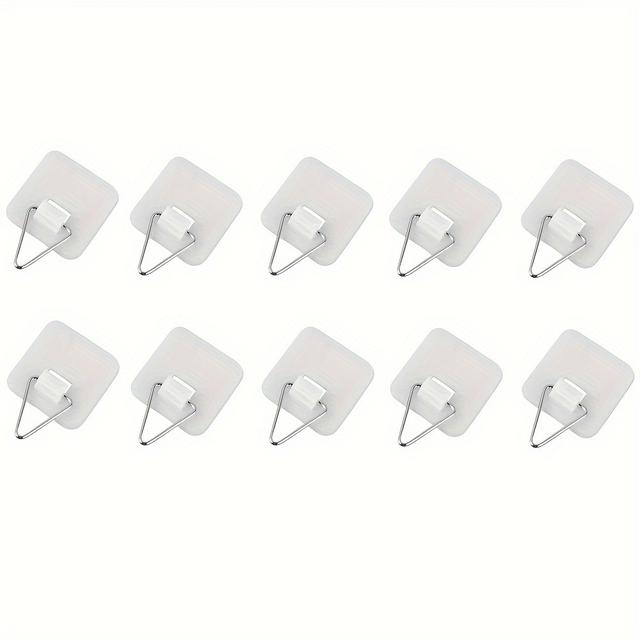 TEMU 10pcs/pack Invisible Vertical Plate Holder - Self Adhesive Picture Hanger For Decorative Plates And Wall Art