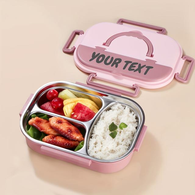 TEMU Customizable Stainless Steel Lunch Container With A Lid, Featuring Compartments For , Perfect For Bento Meals