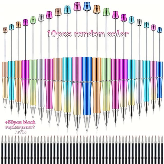 TEMU 60pcs Sparkling Luxury Gradient Jewelry Making Kit Multicolor Random Hair Beads Round Bead Pen Set Diy Craft Holiday Gift