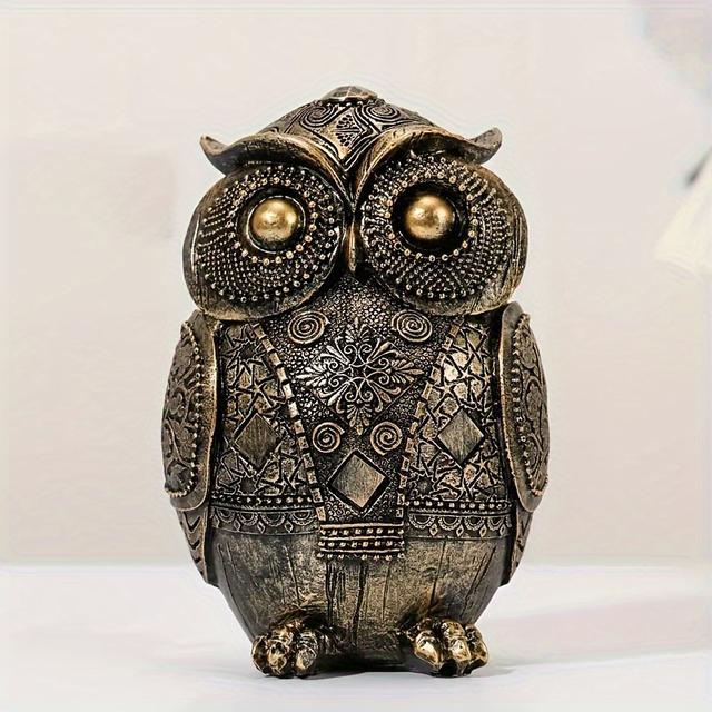 TEMU Charming Resin Owl Money Jar - Versatile Indoor/outdoor Decor, Home & Party Themes