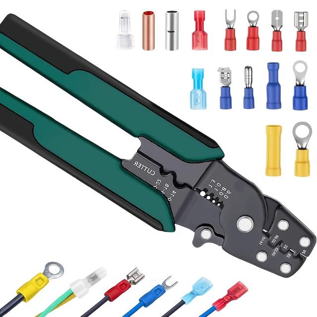 TEMU 1 ud. Herramientas de crimpado de cables: crimpadoras, y cortadores adecuados para conectores , y termorretráctiles (22 AWG). Alicates de crimpado y versátiles