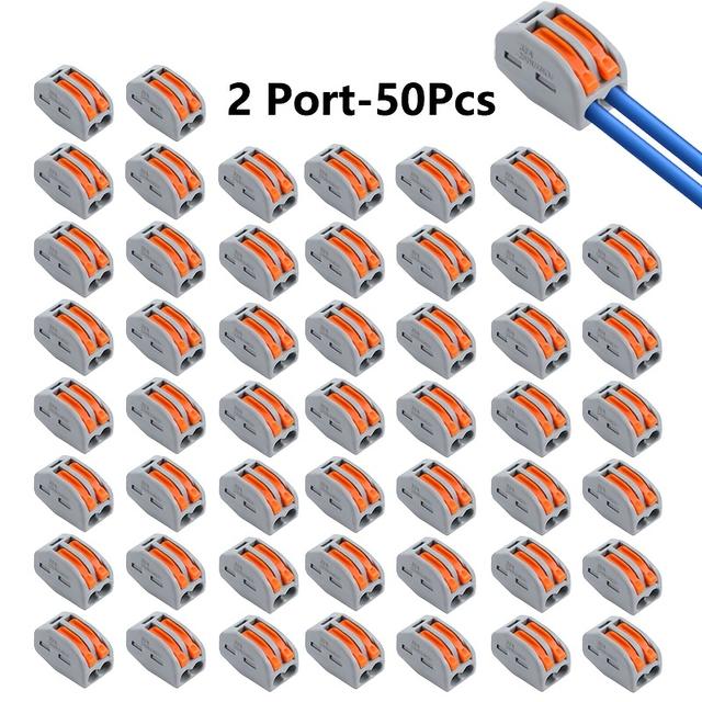 TEMU 50pcs Lever Wire Connector Assortment, 2 Port/3 Port/4 Port/5 Port Wire Connector Assortment Pack Compact Splicing Connector Kit For Awg 24-12