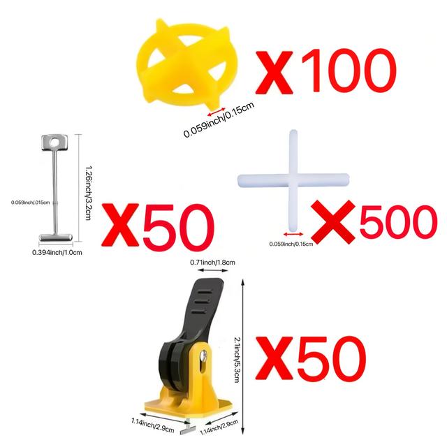 TEMU Tile Leveling System Kit 1/8–700pcs Reusable Tile Leveler Kit Tool For 8-12mm Wall And Floor Installations, Durable Leveling Clips For Alignment