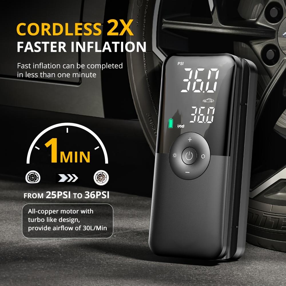 TEMU 150psi Compact Electric Air Pump For Vehicle Tires, Tire Inflator Compressor, Features Sos Emergency Light, Deflation , Ideal For Cars, Bikes, Motorcycles, And