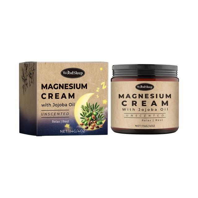 TEMU 114g Magnesium Sleep Cream With Jojoba Oil & Vitamin E - Fragrance-free Bedtime For, Skincare Suitable For, Light Beige & Light Beige Types