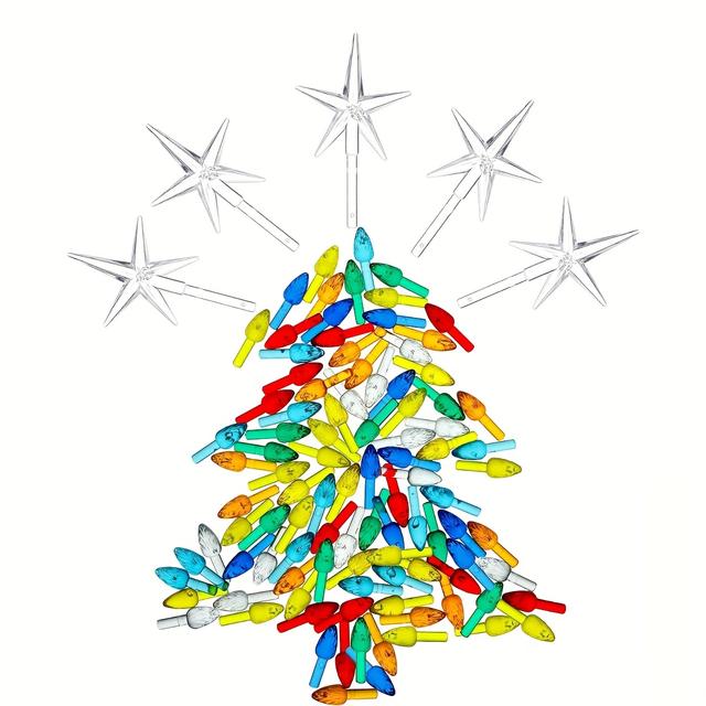 TEMU 105pcs Ceramic Christmas Tree Decorations Set, 100 Mini Bulb-shaped Ornaments And 5 Christmas Tree Toppers, Diy Christmas Tree Supplies In Assorted Colors, Mixed Pack
