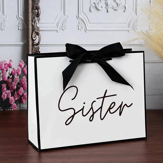 TEMU 1pc Sister Gift Bag - Elegant Foldable Handbag With -clip Handle, Color Paper Birthday Present Suitable For Birthday, Christmas, Party Favors, Lightweight For & (ideal Sister Gift Ideas)