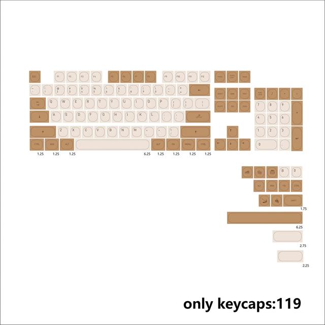 TEMU 119-key Minimalist Tiramisu Keycaps Made Of Pbt With Dye-sublimation, Suitable For With Layouts Of 61/64/75/87/98/104