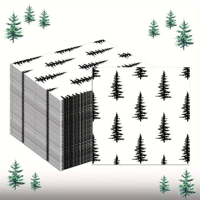 TEMU 20pcs Christmas Tree Disposable Napkins - 2-ply Paper Dinner & Bathroom Towels For Holiday Parties And Decorations For Christmas,newyear,valentine,party Events