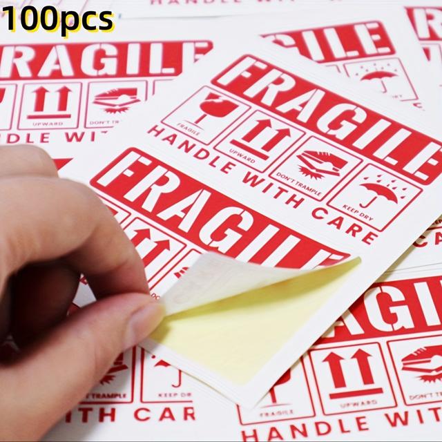 TEMU 100 Shipping Label Stickers, Red Fragile Caution Stickers, And Handle With Care Stickers