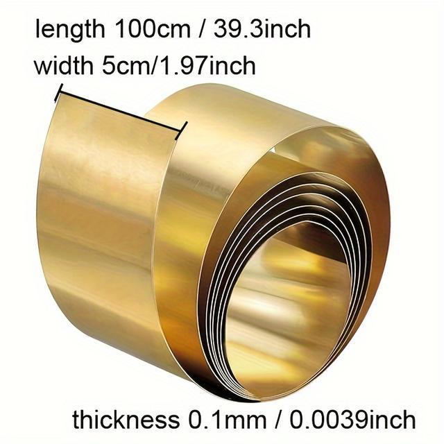 TEMU Brass Sheet Roll - Thick X 5cm Wide X 100cm Long - Durable Material For Diy Projects, Crafts, And Industrial Use - Flexible Brass Metal Strip For Crafting And Decor - Multipurpose Brass Roll