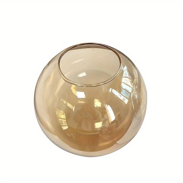 TEMU Modern Amber & Clear Glass Ball Lampshade - Versatile Diy Round Shade For Lighting And Ceiling Fans, 6-inch