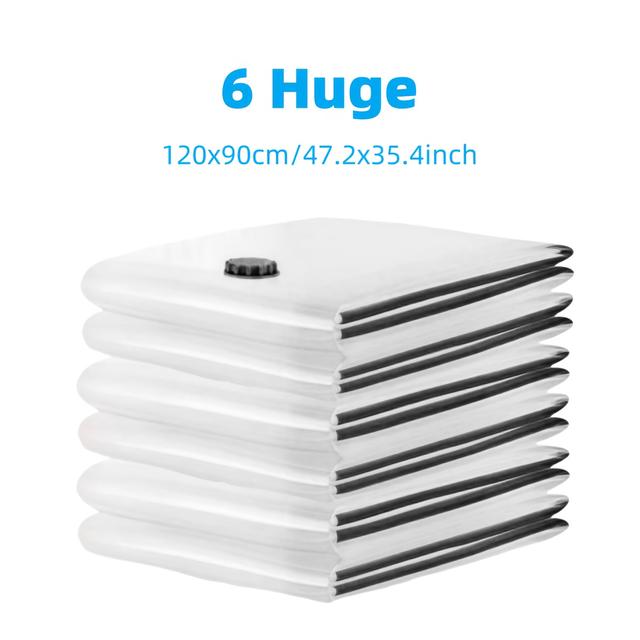 TEMU 1/3/4/6-pack XXL Jumbo, 47 tum x 35 tum vakuumförvaringspåsar, extra stora, lämpliga för filtar, sängkläder, täcken och plyschleksaker, pump ingår ej