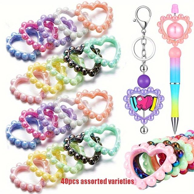 TEMU 40pcs Mix Heart Acrylic Frame Circle Loops With Hole For Diy Keychain Pens Jewelry Making Bracelet Car Necklace Craft