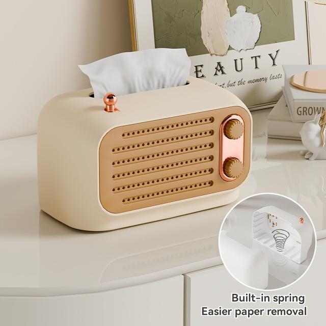 TEMU Spring- Desktop Tissue Box Holder, Square Plastic Tissue Storage For Bedroom And Living Room