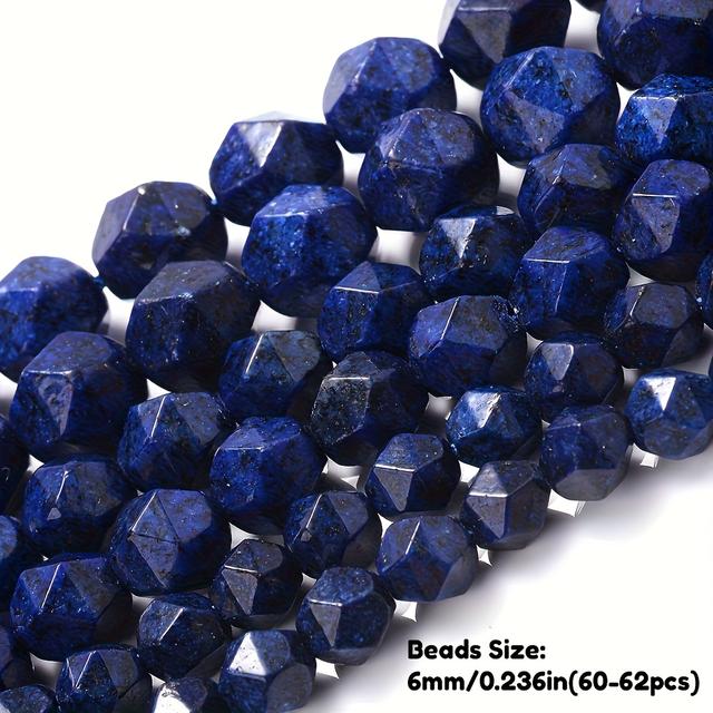 TEMU 35-62 Stück Blaue Natursteinperlen Lose Spacerperlen Für Schmuckherstellung, DIY Armband Halskette Zubehör 6/8/10mm