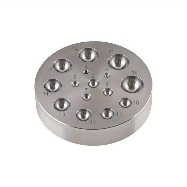TEMU HOBBYWORKER 15 Gaten/17 Gaten Ronde Bezelblok, Stalen Domingblok Krimpstempel voor Sieraden Maken, Aanplooien, Metaalvormen