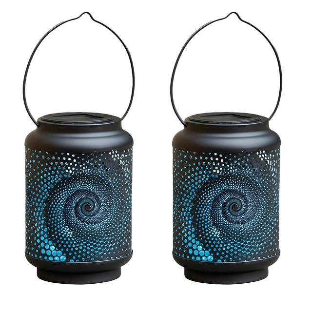 TEMU Outdoor-Solarleuchten, 1/2 Stk., Metall-LED-Laterne mit Griff Solarlicht, Hängend/Straffest für Balkon, Terrasse, Gartendekor IP65