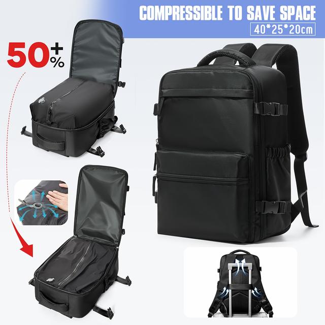 TEMU Damen Rucksack mit großer Kapazität und Vakuumkompression - Robuster Reiserucksack mit 15,6" Laptopfach, 15,6" Tablet-Hülle, 15,6" Laptop-Rucksack