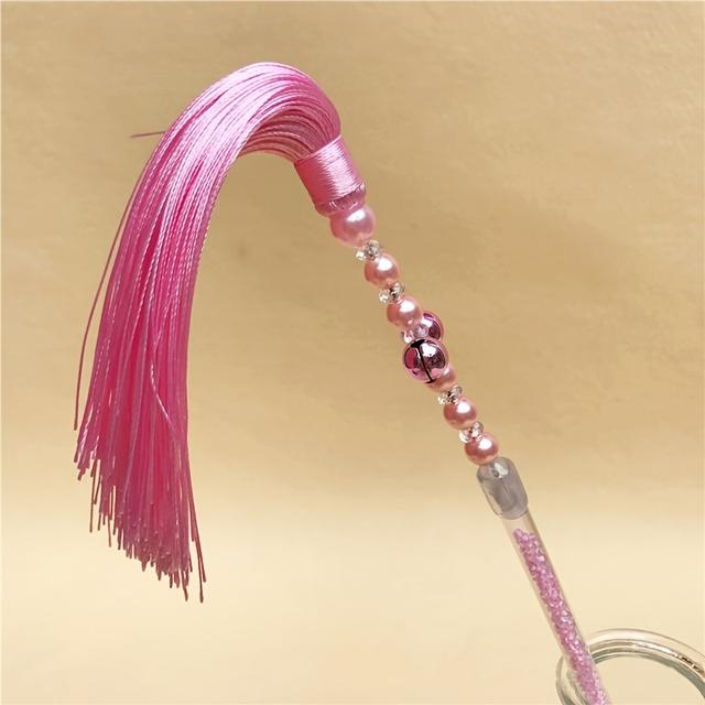 TEMU Interactive Cat Teaser Wand With Colorful Tassels - Nylon, Large Breed Recommended, Playtime Toy For Cats, Strip, Kitten Toy