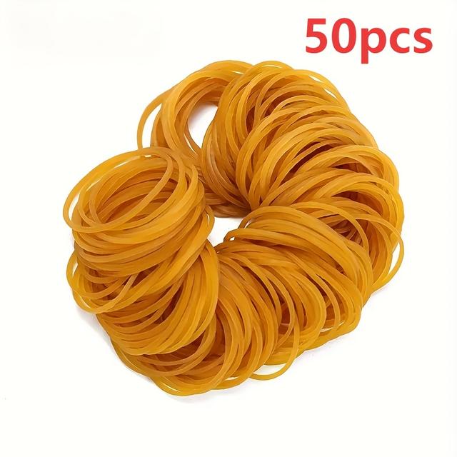 TEMU 50pcs Synthetic Rubber Yellow Elastic Bands, 38mm Diameter, Durable And Highly Flexible For Office School Home Use