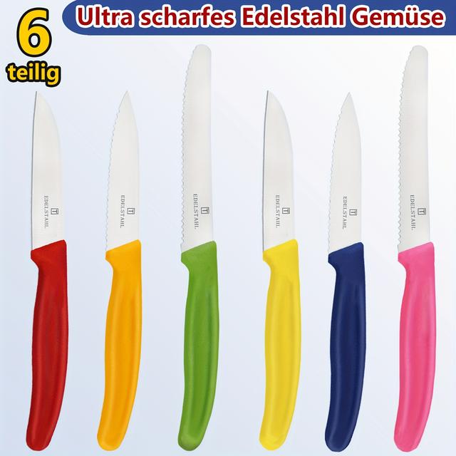 TEMU 6-teiliges klassisches Obst- Gemüsemesser-Set, Küchenmesser, , Obstmesser-Set, Edelstahl-Gemüsemesser