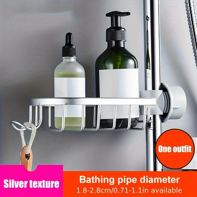 TEMU Bathroom Shower Room Bathroom Shower Aluminum Bathroom Shower Rod Tray Faucet Net Basket Storage