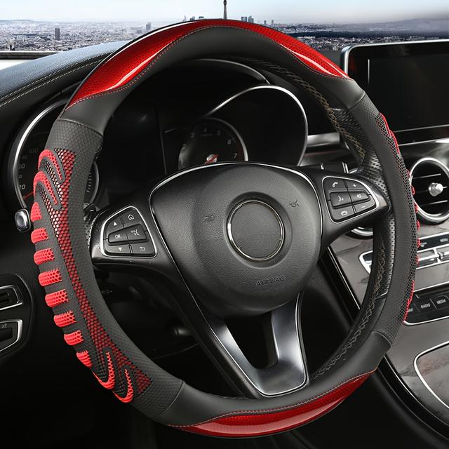 TEMU Sporty Honeycomb Grip Steering Wheel Cover - Rubber Material, No , Universal Fit, Non-slip, Durable, Comfortable Design, Suitable For Use