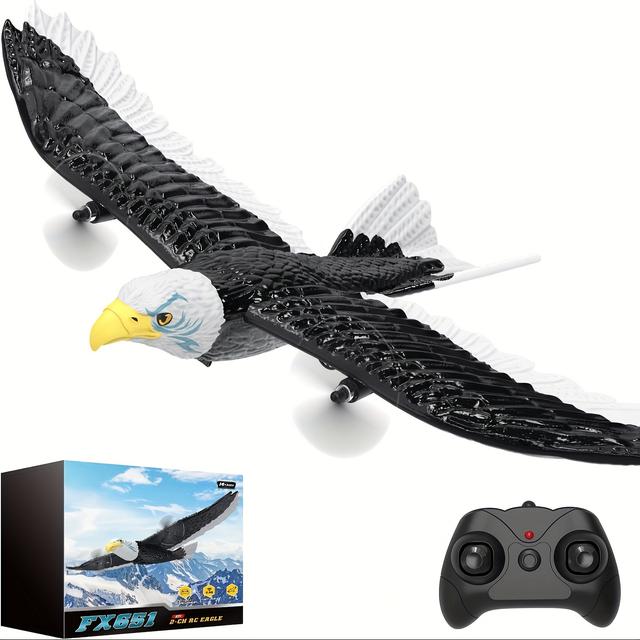 TEMU Remote Control Eagle Aircraft, Ready-to-.4ghz 2-channel Flying Bird With Dual Batteries And Propeller, Features 6-axis Gyro Stabilization, Easy Operation For Beginners And Kids