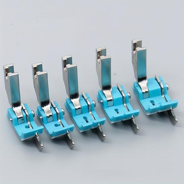 TEMU 5pcs Industrial Sewing Machine Presser Feet Set, Sp-18 Stop Edge, Thread Pressing With Knife, Oxford Sewing Attachment For Edge Flange - Silvery Grey